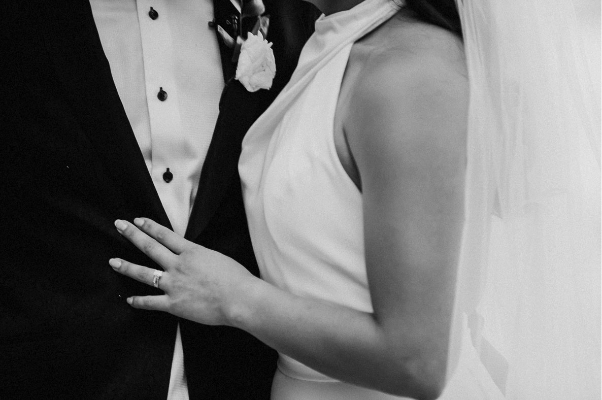 Picture of wedding ring on bride's hand